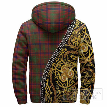 Lumsden Tartan Crest Sherpa Hoodie Celtic Knot and Triple Trickle Spiral Symbols