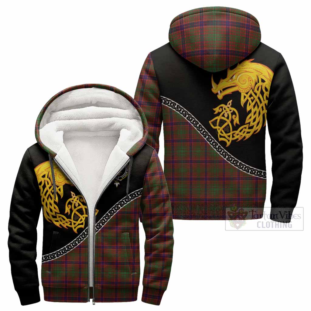 Lumsden Tartan Crest Sherpa Hoodie Legendary Dragon Knot Half Style