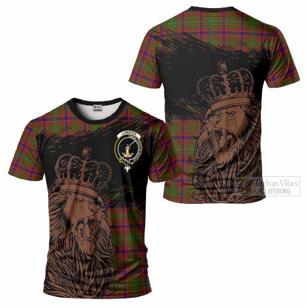 Lumsden Tartan Crest T-Shirt Crowned Lion Heritage Style