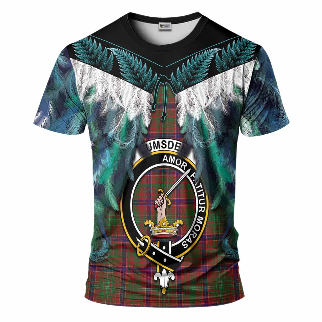 Lumsden Tartan Crest T-Shirt New Zealand Maori Korowai Cloak