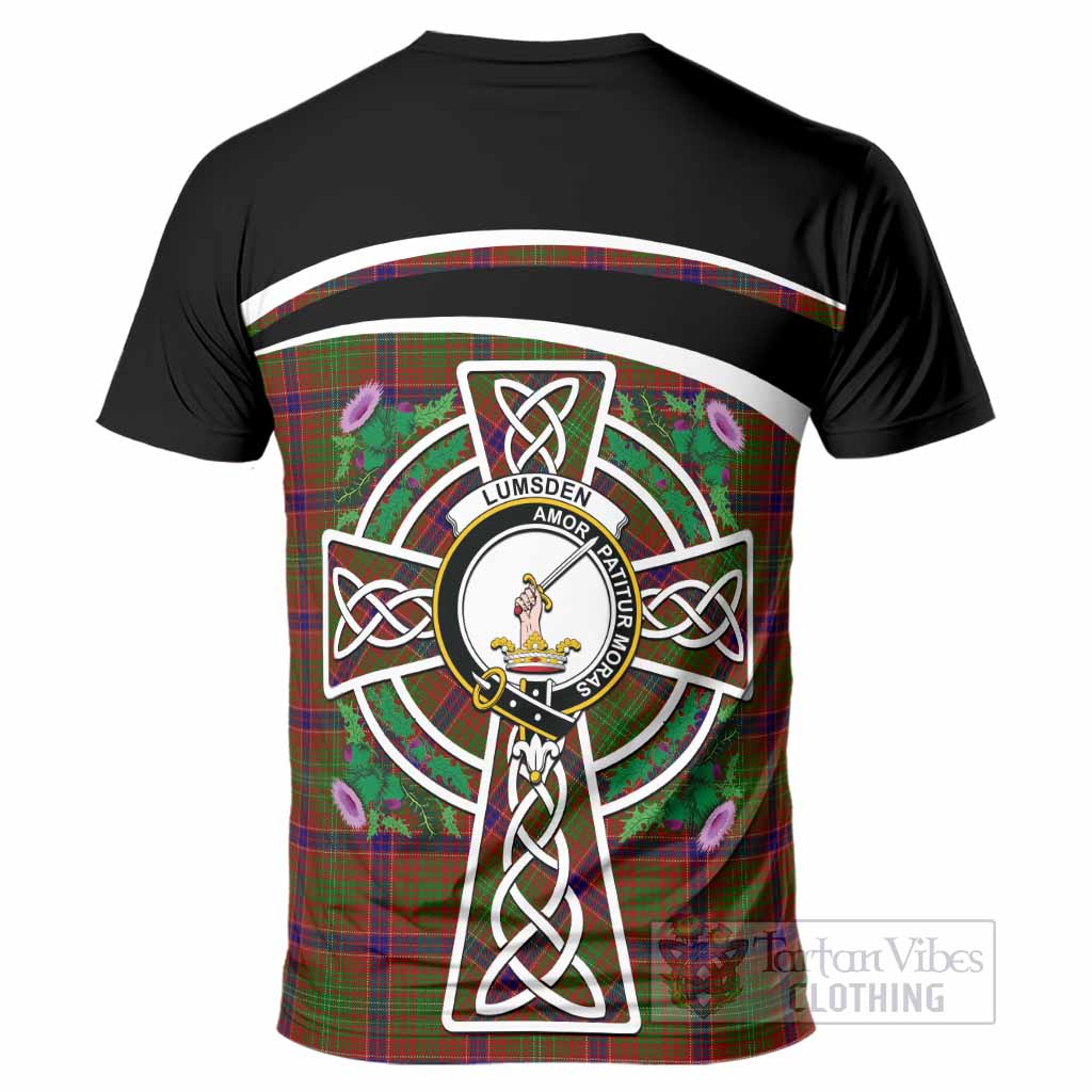 Lumsden Tartan Crest T-Shirt Scottish Thistle Celtic Cross Alba Gu Brath