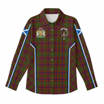 Lumsden Tartan Crest Women Casual Shirt Scotland Coat of Arm Flag Style