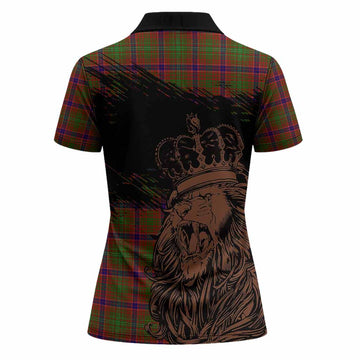 Lumsden Tartan Crest Women Polo Shirt Crowned Lion Heritage Style