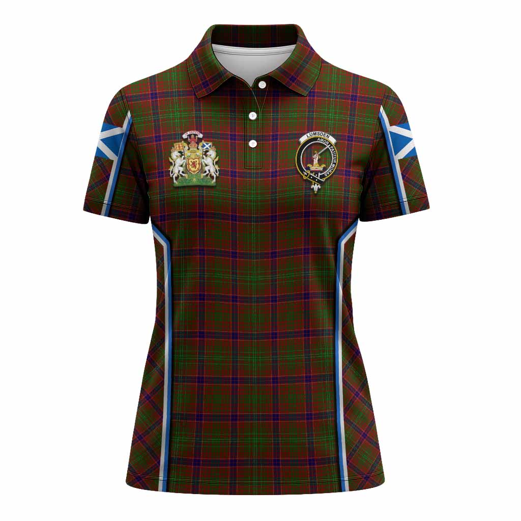 Lumsden Tartan Crest Women's Polo Shirt Scotland Coat of Arm Flag Style - Tartan Vibes Clothing