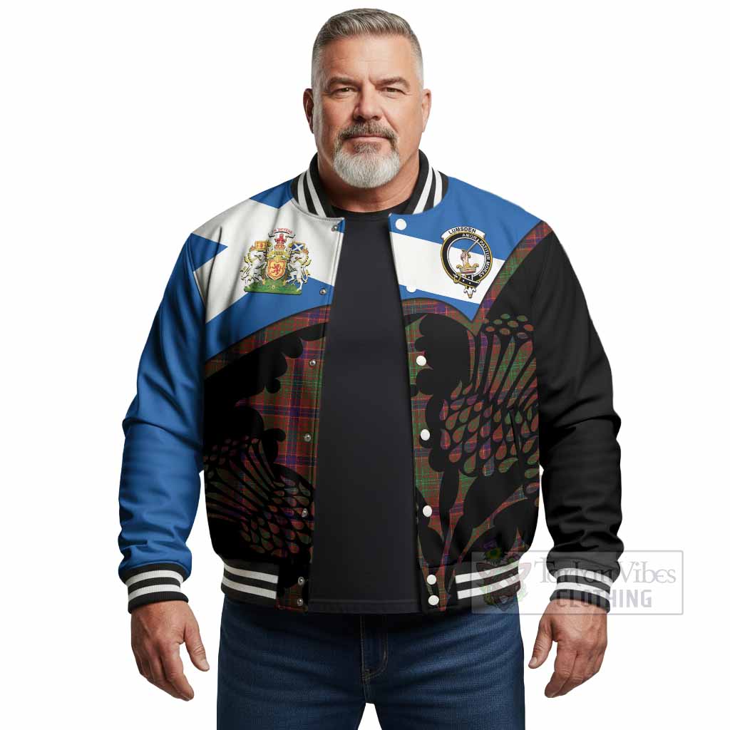 Lumsden Tartan Family Crest Baseball Jacket Scotland Thistle Floral Flag Style