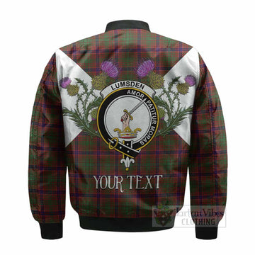 Lumsden Tartan Family Crest Bomber Jacket Scottish Burns Night Thistle Floral