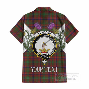 Lumsden Tartan Family Crest Cotton Hawaiian Shirt Scottish Burns Night Thistle Floral