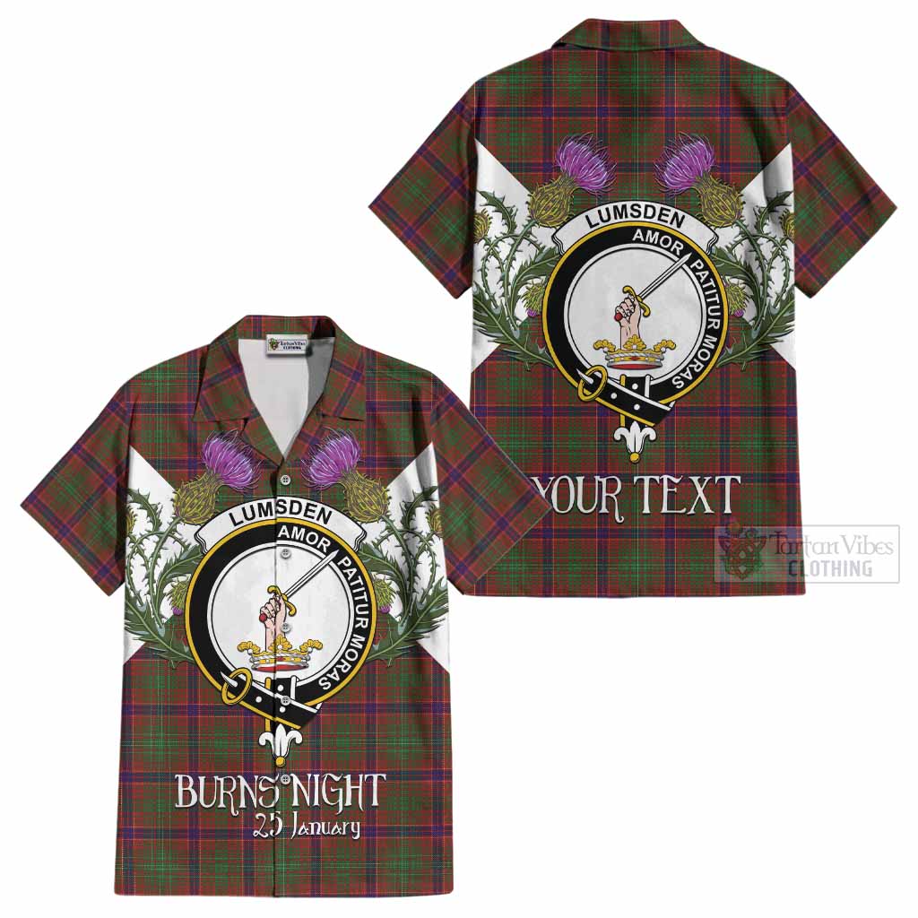 Lumsden Tartan Family Crest Cotton Hawaiian Shirt Scottish Burns Night Thistle Floral