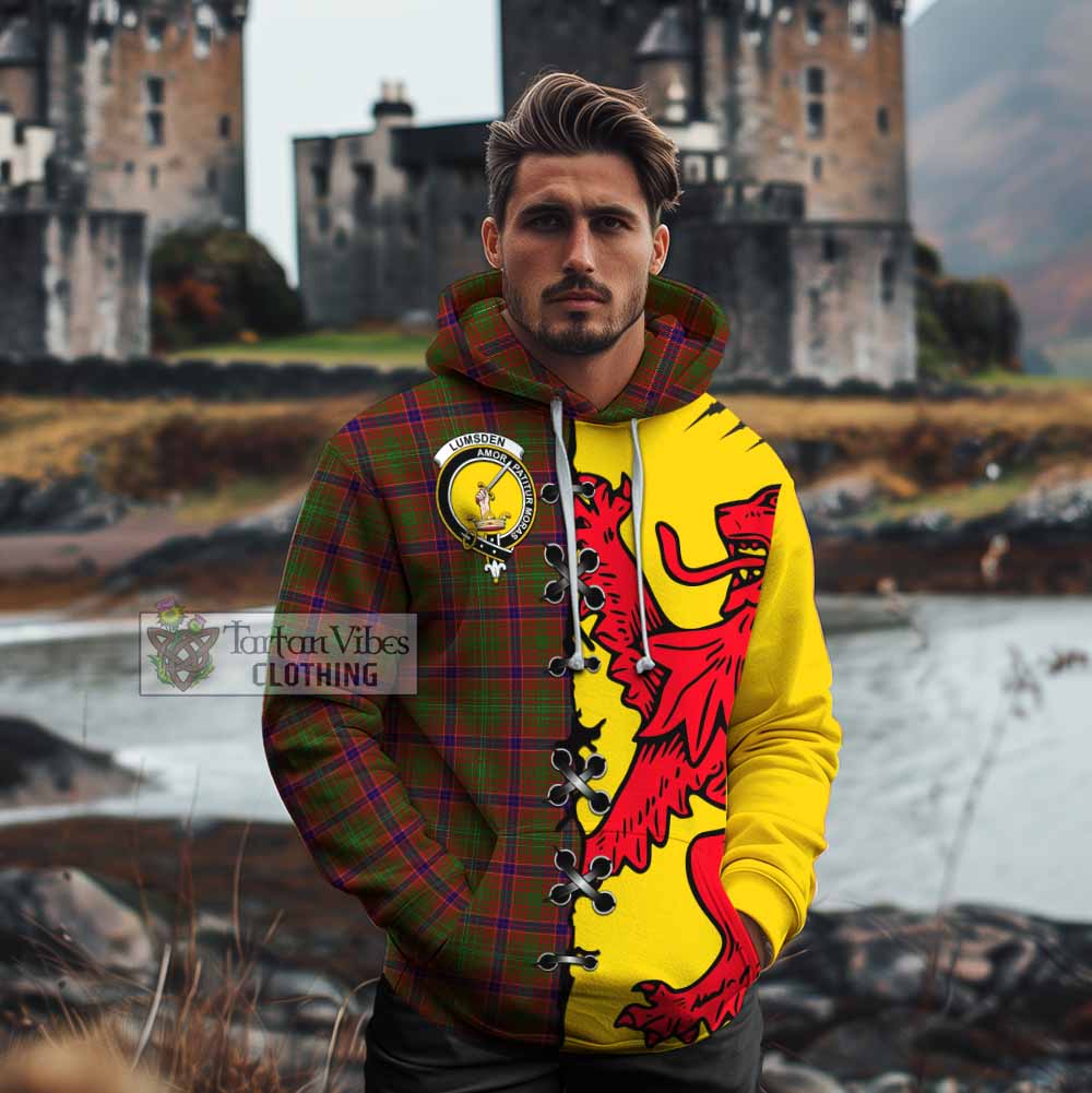 Lumsden Tartan Family Crest Cotton Hoodie Lion Rampant Honor - Tartan Vibes Clothing