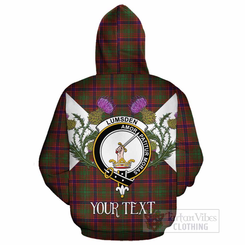 Lumsden Tartan Family Crest Cotton Hoodie Scottish Burns Night Thistle Floral