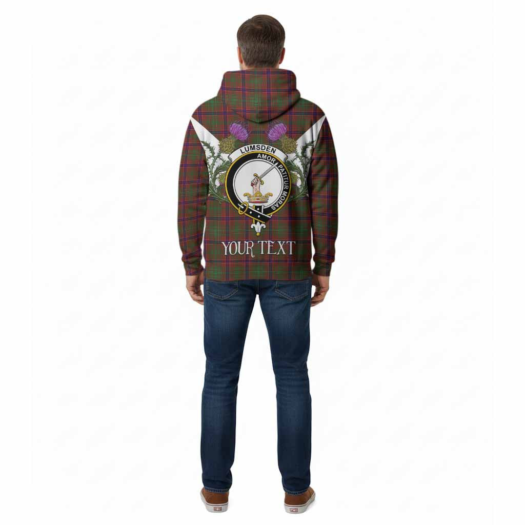 Lumsden Tartan Family Crest Cotton Hoodie Scottish Burns Night Thistle Floral