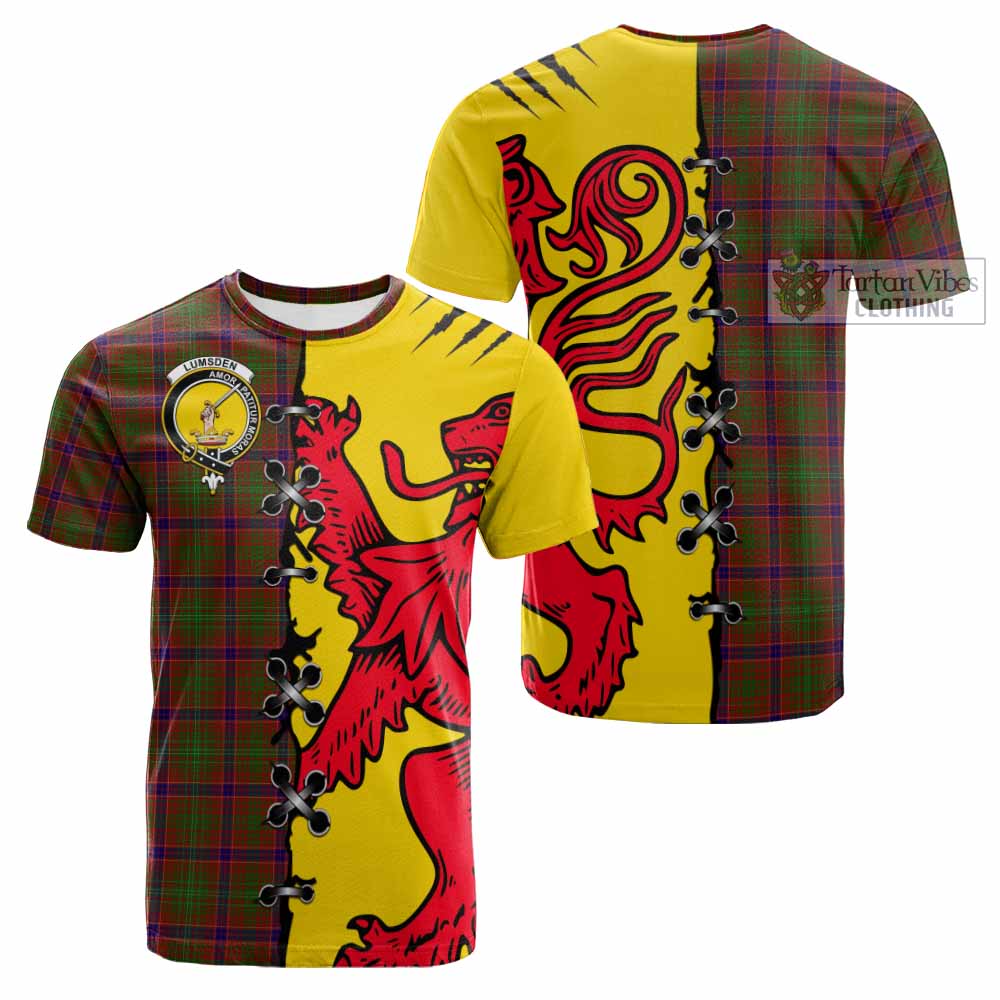 Lumsden Tartan Family Crest Cotton T-shirt Lion Rampant Honor - Tartan Vibes Clothing