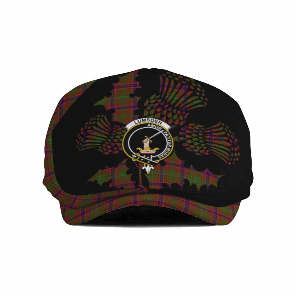 Lumsden Tartan Family Crest Flat Cap, Jeff Cap Scotland Thistle Floral