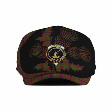 Lumsden Tartan Family Crest Flat Cap, Jeff Cap Scotland Thistle Floral