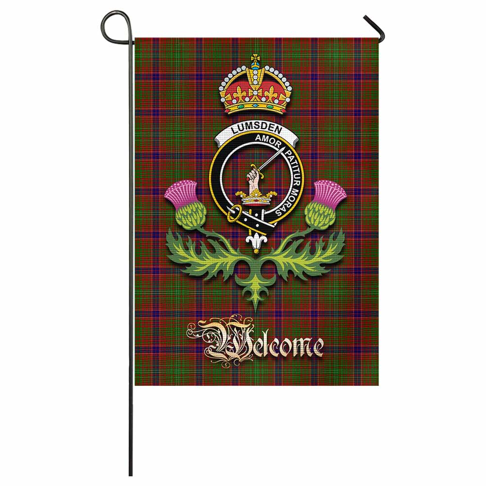 Lumsden Tartan Family Crest Garden Flag Royal Thistle Welcome Style - Tartan Vibes Clothing