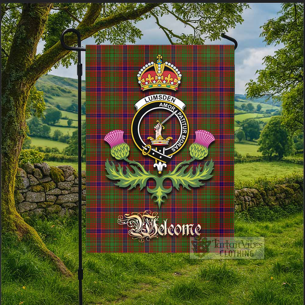 Lumsden Tartan Family Crest Garden Flag Royal Thistle Welcome Style - Tartan Vibes Clothing