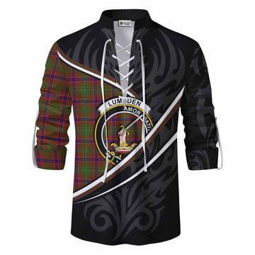 Lumsden Tartan Family Crest Ghillie Kilt Shirt Celtic Scottish Thistle Floral