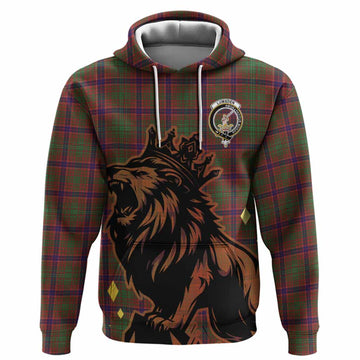 Lumsden Tartan Family Crest Hoodie Crowned Lion Roaring
