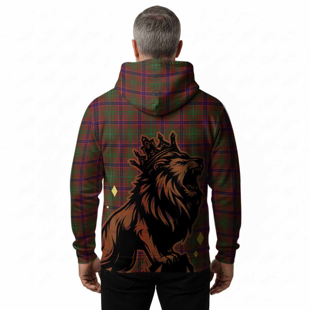 Lumsden Tartan Family Crest Hoodie Crowned Lion Roaring