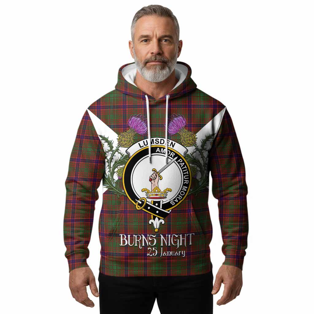 Lumsden Tartan Family Crest Hoodie Scottish Burns Night Thistle Floral