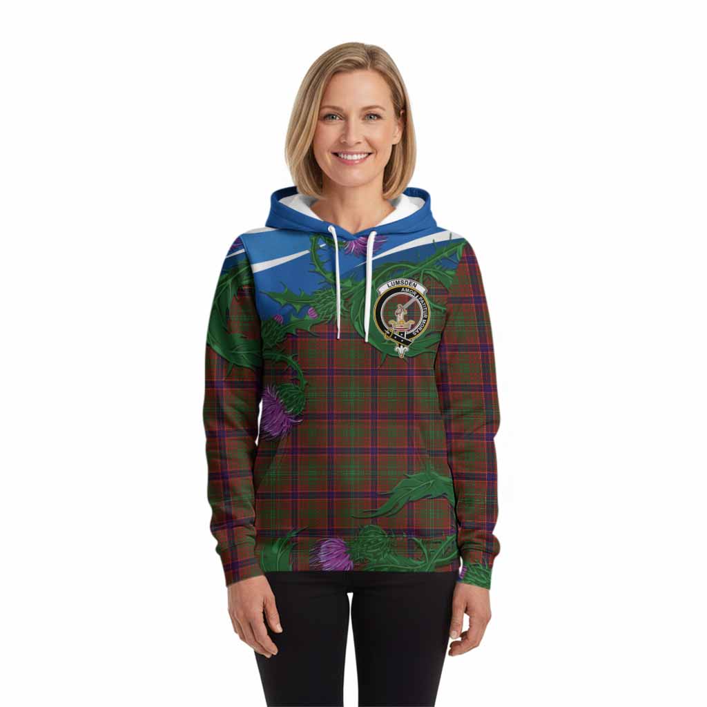 Lumsden Tartan Family Crest Hoodie Thistle in Minimalism