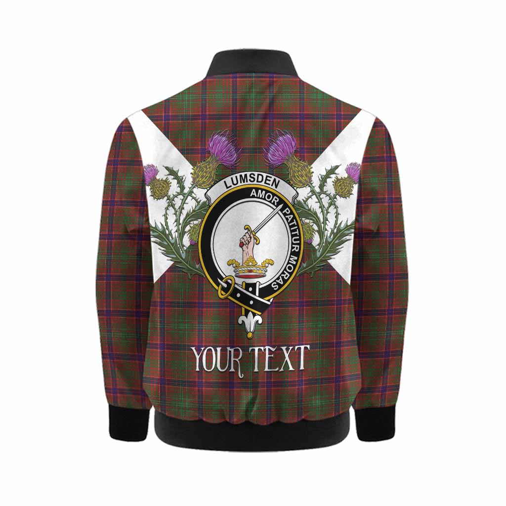 Lumsden Tartan Family Crest Kid Bomber Jacket Scottish Burns Night Thistle Floral