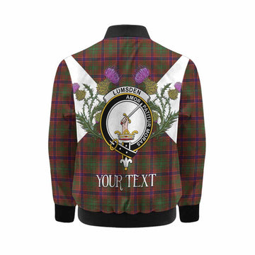 Lumsden Tartan Family Crest Kid Bomber Jacket Scottish Burns Night Thistle Floral