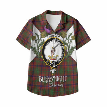 Lumsden Tartan Family Crest Kid Hawaiian Shirt Scottish Burns Night Thistle Floral