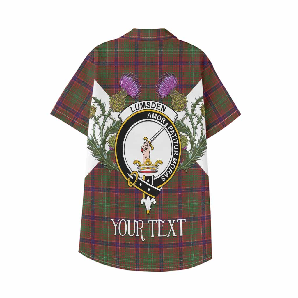 Lumsden Tartan Family Crest Kid Hawaiian Shirt Scottish Burns Night Thistle Floral