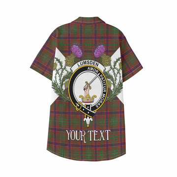 Lumsden Tartan Family Crest Kid Hawaiian Shirt Scottish Burns Night Thistle Floral