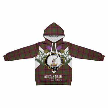 Lumsden Tartan Family Crest Kid Hoodie Scottish Burns Night Thistle Floral