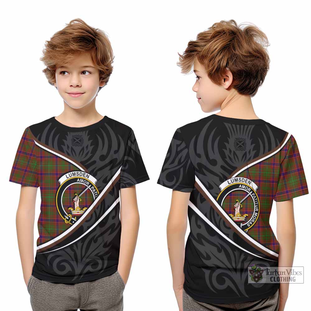 Lumsden Tartan Family Crest Kid T-shirt Celtic Scottish Thistle Floral - Tartan Vibes Clothing