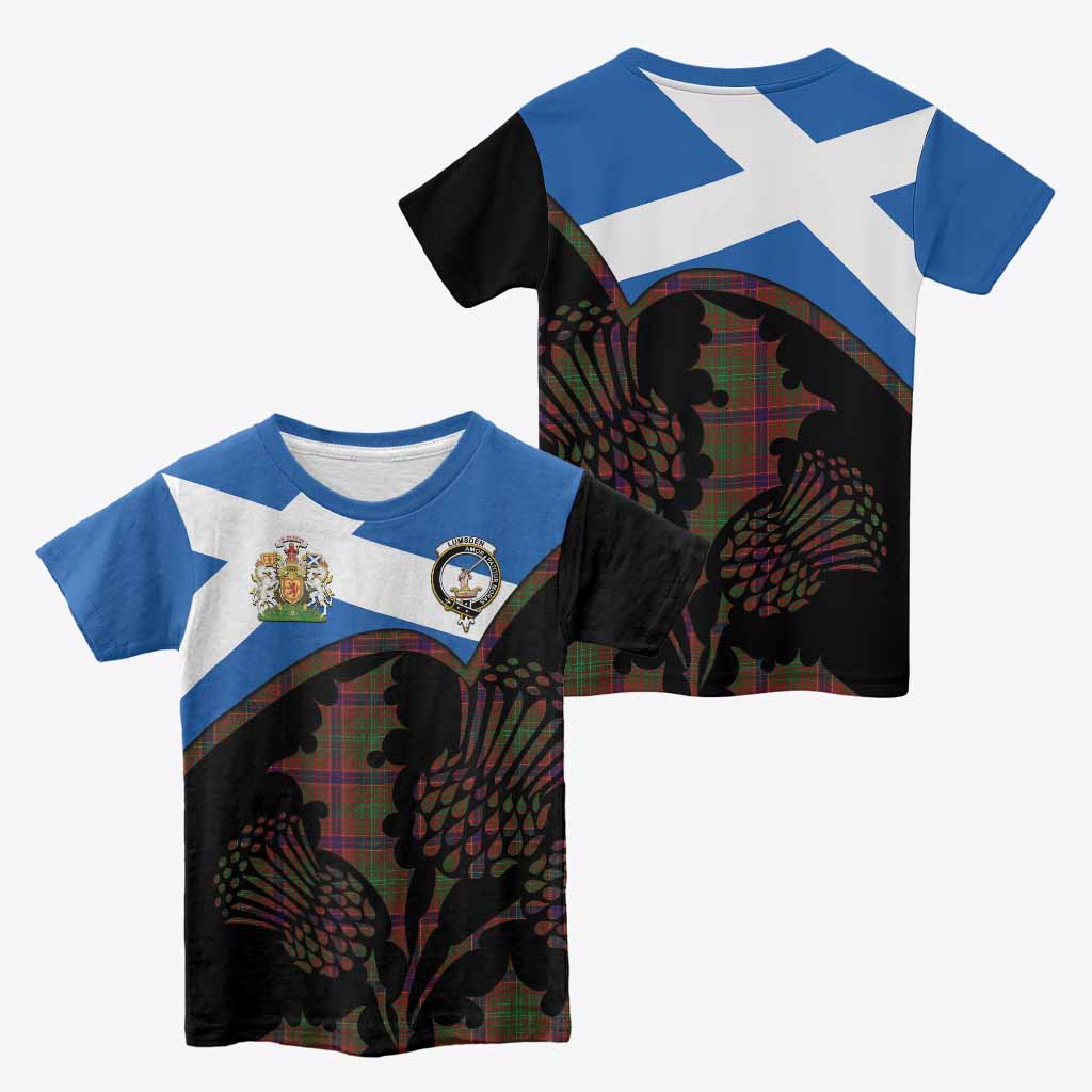 Lumsden Tartan Family Crest Kid T-shirt Scotland Thistle Floral Flag Style