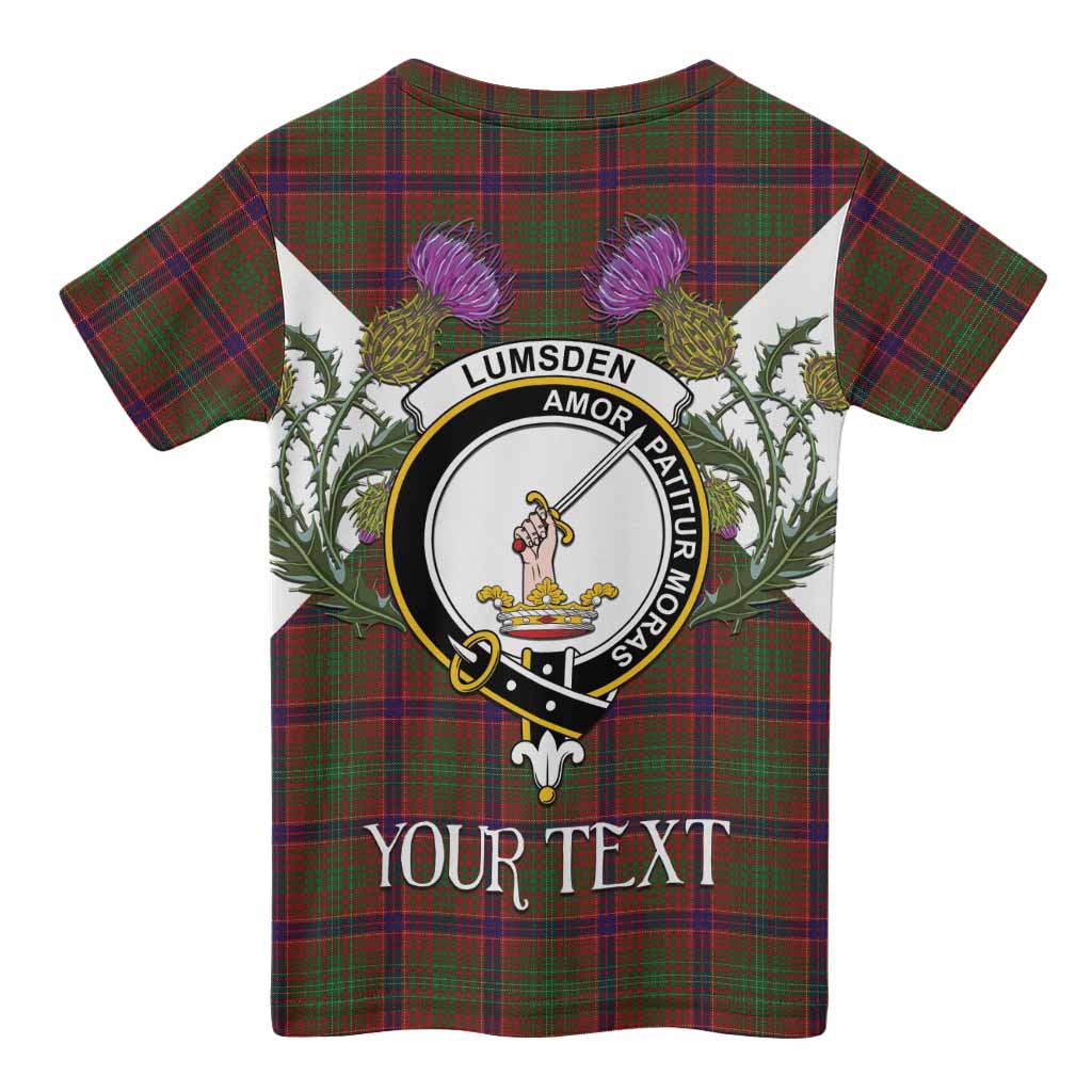 Lumsden Tartan Family Crest Kid T-shirt Scottish Burns Night Thistle Floral