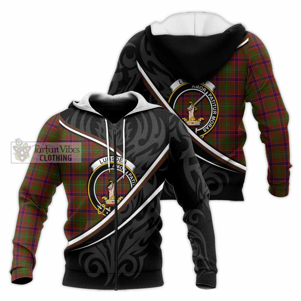 Lumsden Tartan Family Crest Knitted Hoodie Celtic Scottish Thistle Floral - Tartan Vibes Clothing