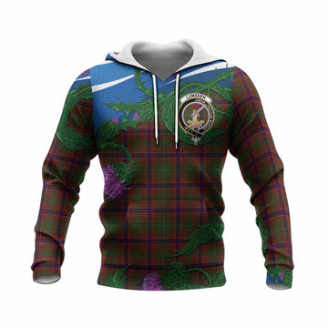 Lumsden Tartan Family Crest Knitted Hoodie Thistle in Minimalism