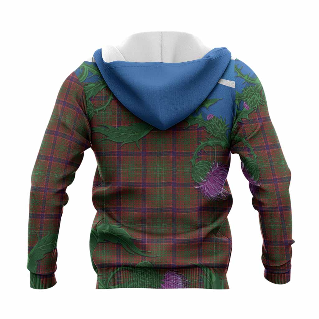 Lumsden Tartan Family Crest Knitted Hoodie Thistle in Minimalism