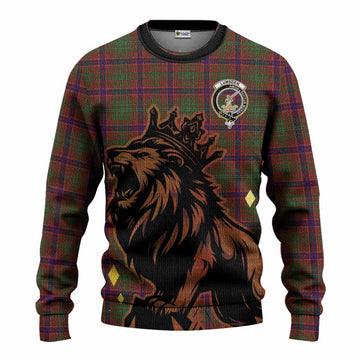 Lumsden Tartan Family Crest Knitted Sweater Crowned Lion Roaring