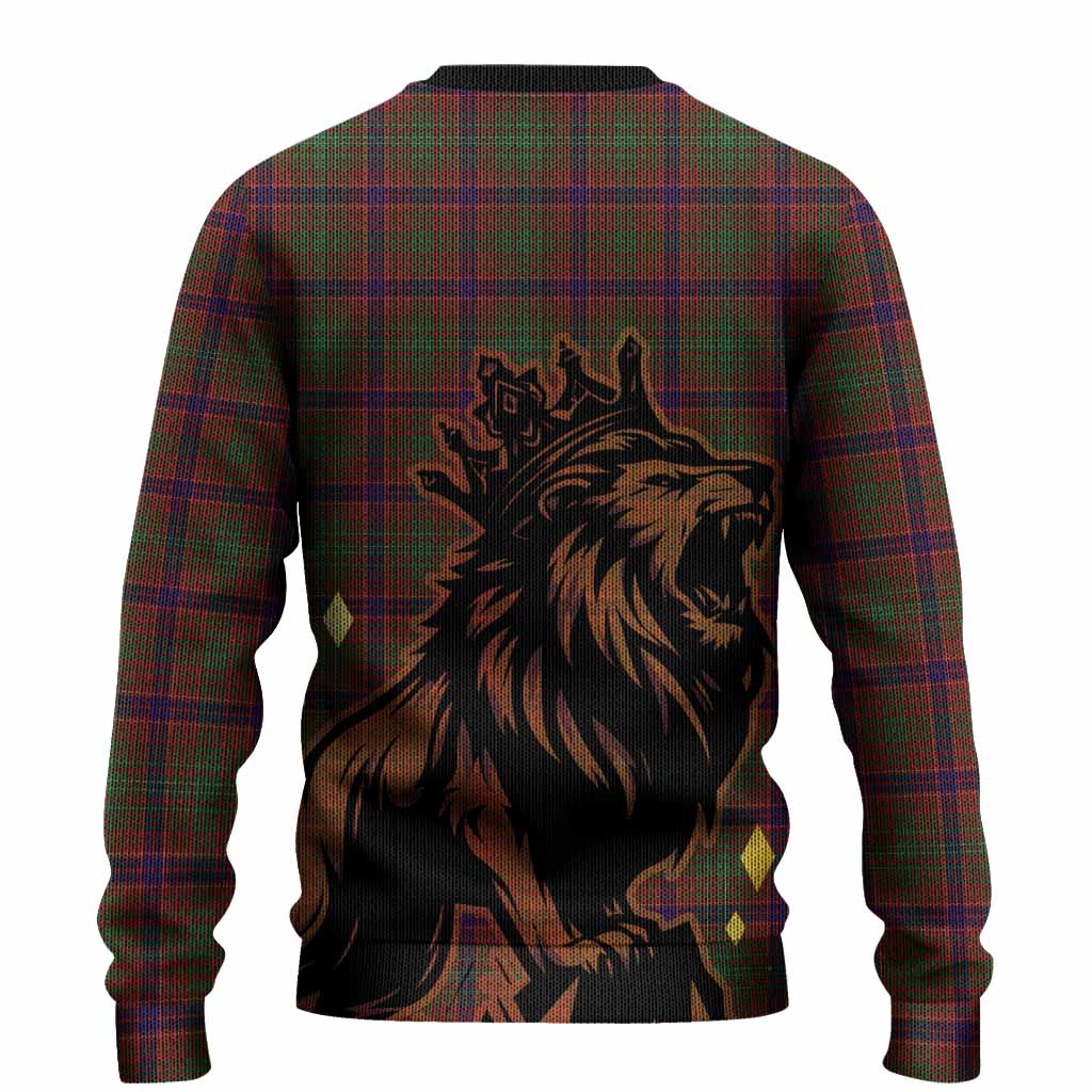 Lumsden Tartan Family Crest Knitted Sweater Crowned Lion Roaring