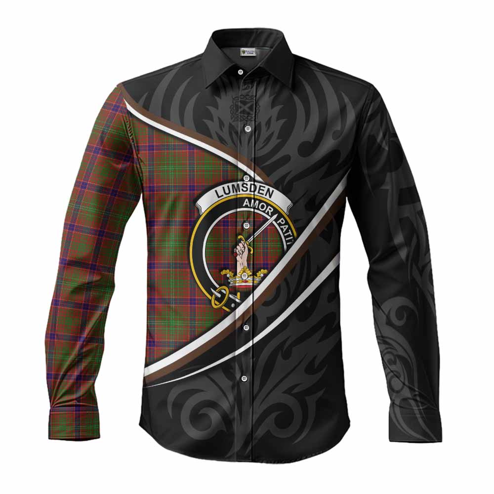 Lumsden Tartan Family Crest Long Sleeve Button Shirts Celtic Scottish Thistle Floral - Tartan Vibes Clothing