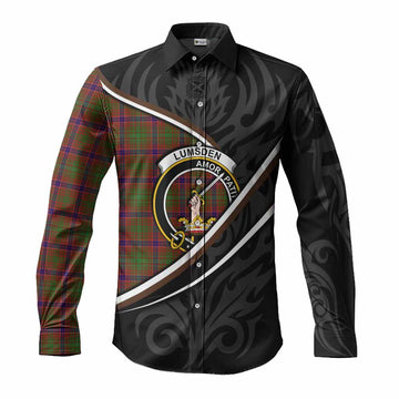 Lumsden Tartan Family Crest Long Sleeve Button Shirts Celtic Scottish Thistle Floral