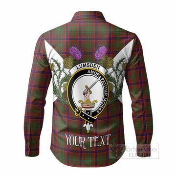 Lumsden Tartan Family Crest Long Sleeve Button Shirts Scottish Burns Night Thistle Floral