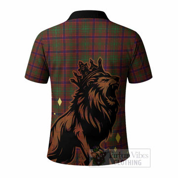Lumsden Tartan Family Crest Polo Shirt Crowned Lion Roaring