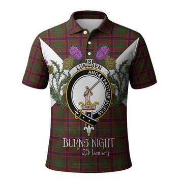 Lumsden Tartan Family Crest Polo Shirt Scottish Burns Night Thistle Floral