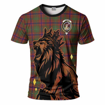 Lumsden Tartan Family Crest T-Shirt Crowned Lion Roaring