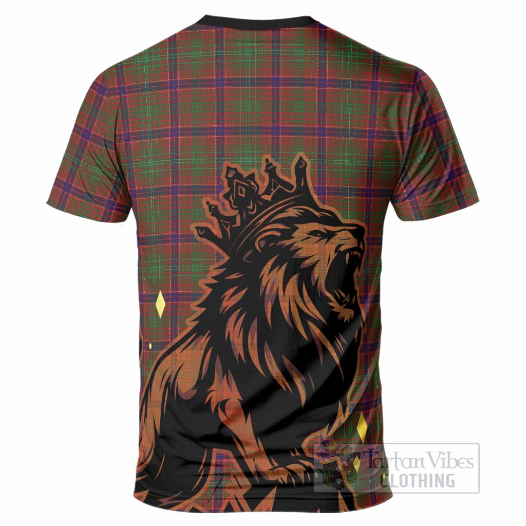 Lumsden Tartan Family Crest T-Shirt Crowned Lion Roaring