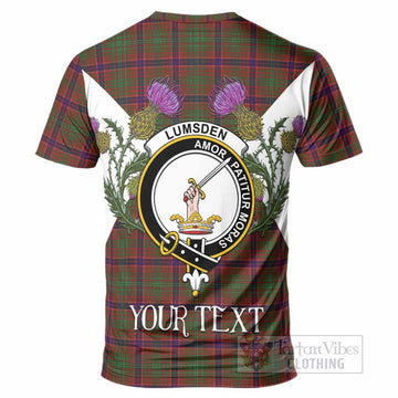 Lumsden Tartan Family Crest T-Shirt Scottish Burns Night Thistle Floral