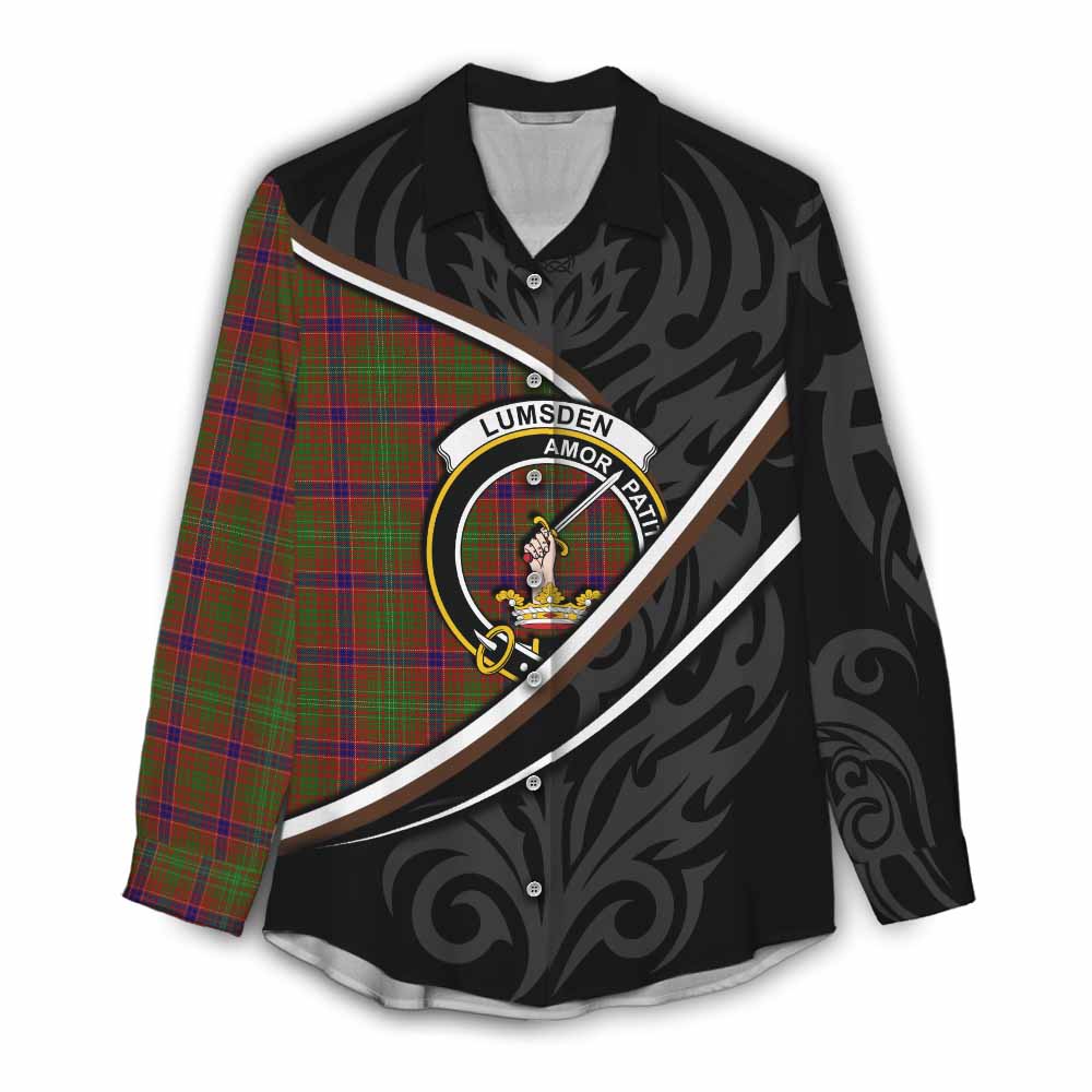 Lumsden Tartan Family Crest Women Casual Shirt Celtic Scottish Thistle Floral - Tartan Vibes Clothing