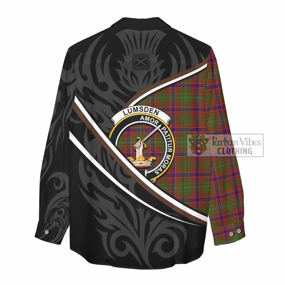 Lumsden Tartan Family Crest Women Casual Shirt Celtic Scottish Thistle Floral - Tartan Vibes Clothing
