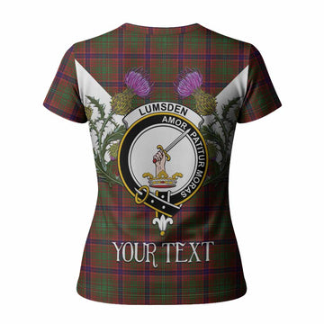 Lumsden Tartan Family Crest Women T shirt Scottish Burns Night Thistle Floral